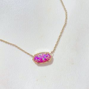 Kendra Scott pink opal silver necklace